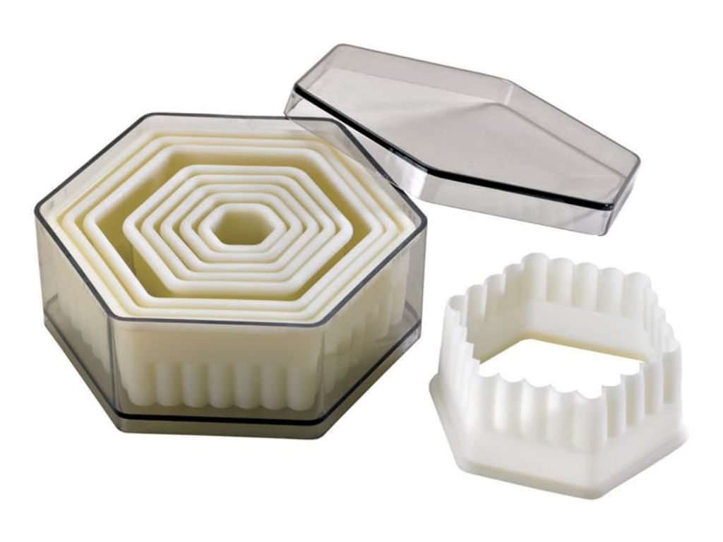 Imagem de Conjunto de 9 cortadores hexagonais ondulados